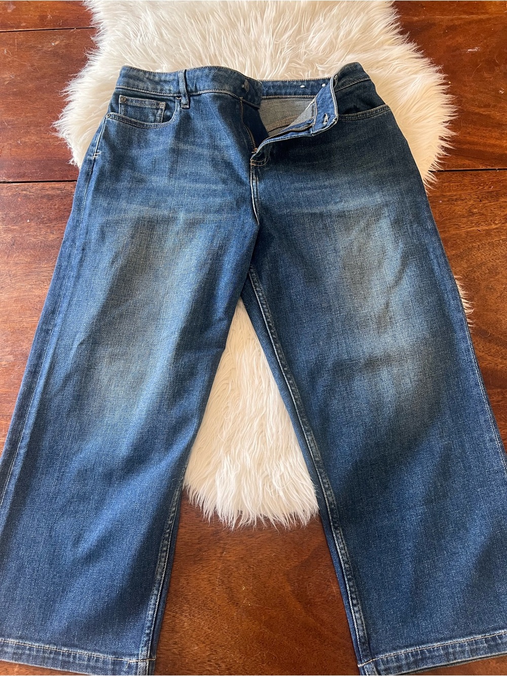 Fat Face Women's Dark Blue cropped  Wide-Leg Jeans